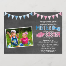 Twins Birthday Invitation | Mister en zuster