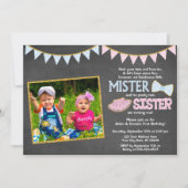 Twins Birthday Invitation | Mister en zuster Kaart (Voorkant)