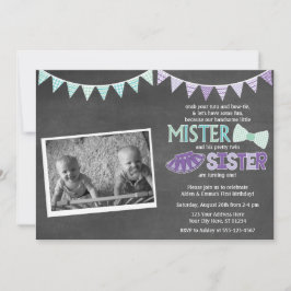 Twins Birthday Invitation | Tutus en Stropdassen Kaart