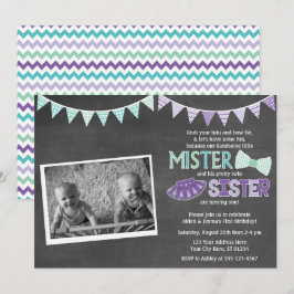Twins Birthday Invitation | Tutus en Stropdassen Kaart