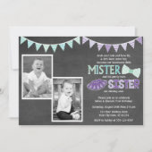 Twins Birthday Invitation | Tutus en Stropdassen Kaart (Voorkant)