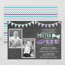 Twins Birthday Invitation | Tutus en Stropdassen Kaart
