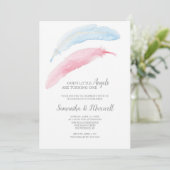 Twins Birthday Little Angel Invitation Kaart (Staand voorkant)