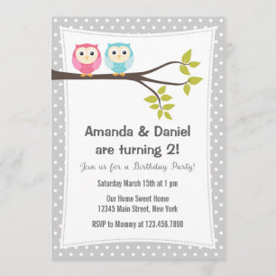 Twins Birthday Party Invitation Ownership Kaart