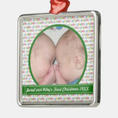 Twins Blocks Eerste kerstversiering Metalen Ornament (Links)