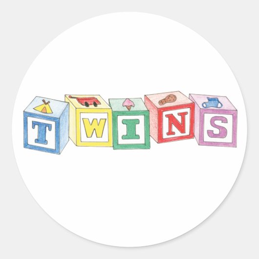 Twins Blocks Graphic Ronde Sticker (Voorkant)