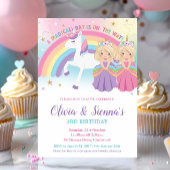 Twins Blondine Prinsessen en Eenhoorn Verjaardagsf Kaart