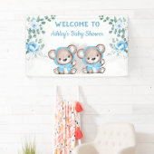 Twins Blue Beer Floral Custom Baby shower Spandoek (Insitu)
