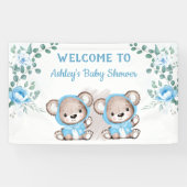 Twins Blue Beer Floral Custom Baby shower Spandoek (Horizontaal)