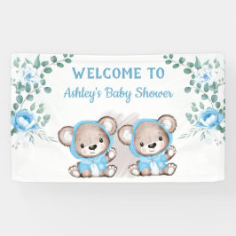 Twins Blue Beer Floral Custom Baby shower Spandoek