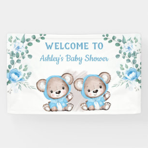 Twins Blue Beer Floral Custom Baby shower Spandoek