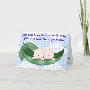 Twins Blue Boy Baby shower Pea in a Pod Invitation