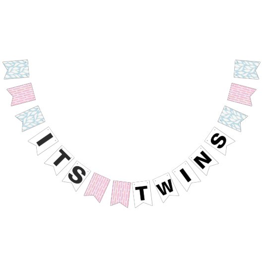 Twins Blue Pink Baby shower Bunting Flags Vlaggetjes (Alle)