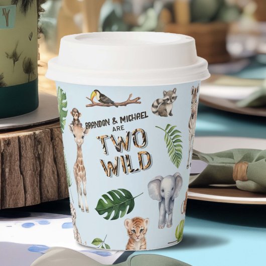 Twins Blue Safari Thema Twee Wild Boy 2e Papieren Bekers