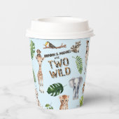 Twins Blue Safari Thema Twee Wild Boy 2e Papieren Bekers (Achterkant)