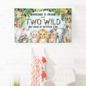 Twins Blue Two Wild Boy 2e verjaardag achtergrond Spandoek (Insitu)