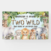 Twins Blue Two Wild Boy 2e verjaardag achtergrond Spandoek (Horizontaal)