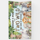 Twins Blue Two Wild Boy 2e verjaardag achtergrond Spandoek (Verticaal)