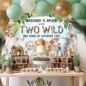 Twins Blue Two Wild Boy 2e verjaardag achtergrond Spandoek