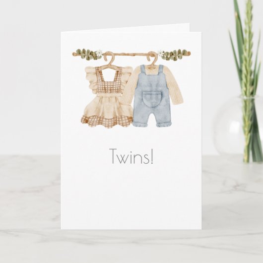 Twins Boho Baby Gefeliciteerd Kaart (Voorkant)