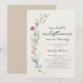 Twins Boho Little Wildflower Baby shower Kaart (Voorkant / Achterkant)