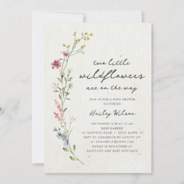 Twins Boho Little Wildflower Baby shower Kaart