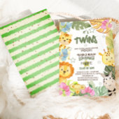 Twins Boho Safari Dieren Baby shower Kaart