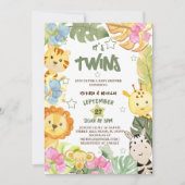 Twins Boho Safari Dieren Baby shower Kaart (Voorkant)