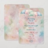 Twins Boy and Girl Baby shower Invitation Kaart (Voorkant / Achterkant)