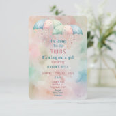 Twins Boy and Girl Baby shower Invitation Kaart (Staand voorkant)