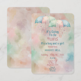 Twins Boy and Girl Baby shower Invitation Kaart