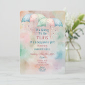 Twins Boy and Girl Baby shower Invitation Kaart (Staand voorkant)