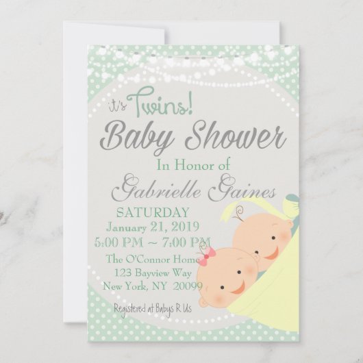 Twins Boy and Girl Baby shower Invitation Kaart (Voorkant)