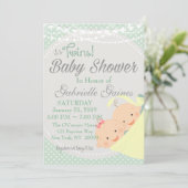 Twins Boy and Girl Baby shower Invitation Kaart (Staand voorkant)
