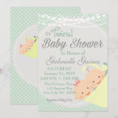Twins Boy and Girl Baby shower Invitation Kaart (Voorkant / Achterkant)