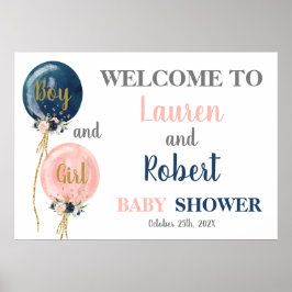 Twins Boy and Girl Baby shower welkomstbord Poster