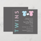 TWINS Boy en Girl Baby shower Modern Invitation Kaart (Voorkant / Achterkant)