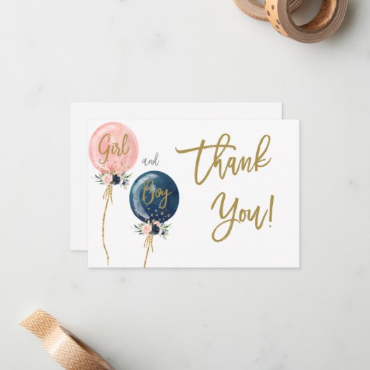 Twins Boy en Girl bedankt je briefkaart (Voorkant / Achterkant in situ)