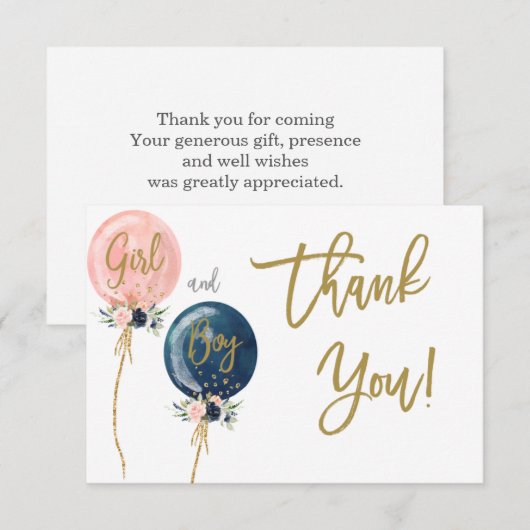 Twins Boy en Girl bedankt je briefkaart (Voorkant / Achterkant)