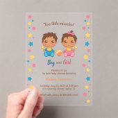 Twins Boy Girl Baby shower 2 Transparant Acryl Uitnodigingen (Insitu (Draagbaar))