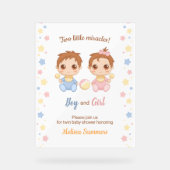 Twins Boy Girl Baby shower Acryl Bord (Voorkant)