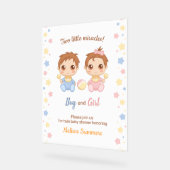 Twins Boy Girl Baby shower Acryl Bord (Hoek)
