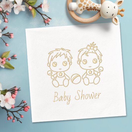 Twins Boy Girl Baby shower Folie Servetten