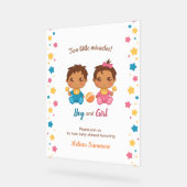 Twins Boy Girl Baby shower Invitation Acryl Bord (Hoek)
