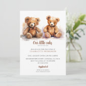 Twins Boy Girl Baby shower Teddy Bear Cubs Kaart (Staand voorkant)