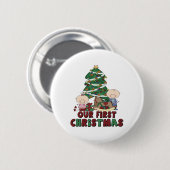 Twins Boy & Girl eerste Kerstmis Ronde Button 5,7 Cm (Voorkant /achterkant)