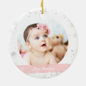 Twins Boy Girl Foto's First Merry Little Kerstmis Keramisch Ornament (Achterkant)