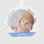 Twins Boy Girl Foto's First Merry Little Kerstmis Ornament (voorkant)