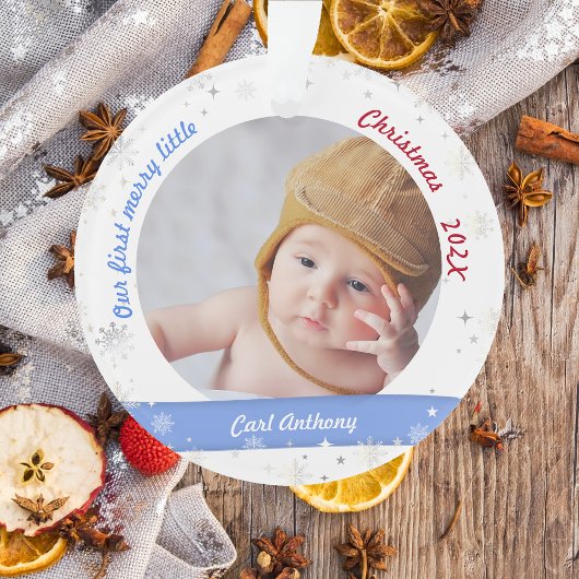 Twins Boy Girl Foto's First Merry Little Kerstmis Ornament