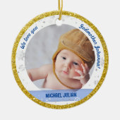 Twins Boy Girl Foto's Godmother 1st Christmas Baby Keramisch Ornament (Voorkant)